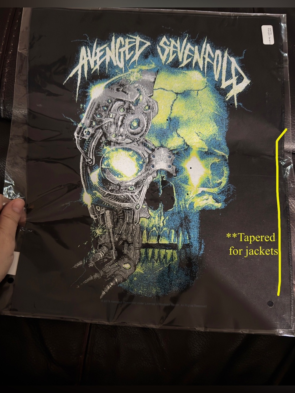 BACK PATCH for Jean Jacket. Avenged Sevenfold Neon Skull Black. Quality!